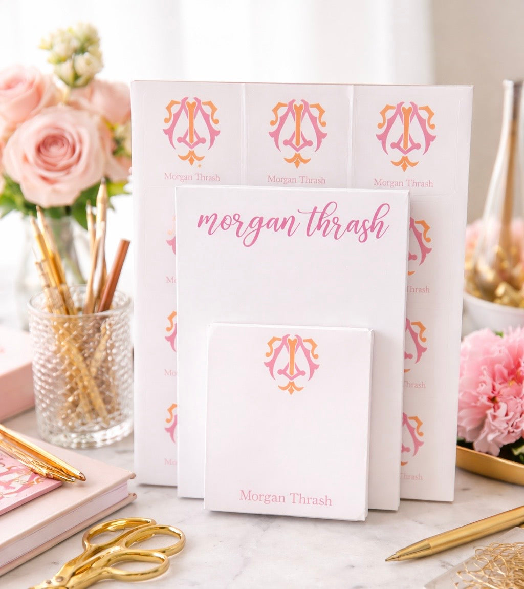 Personalized Initial Notepad Set, Monogram Stationery Gift