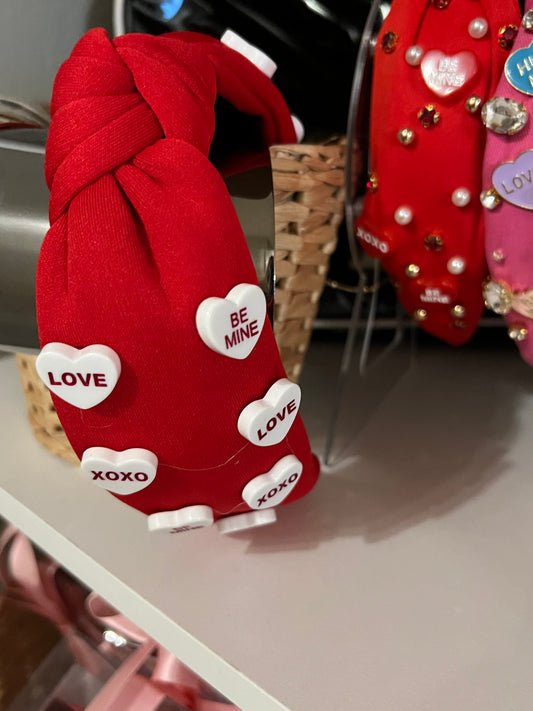 Red Valentine’s Day conversation heart headband