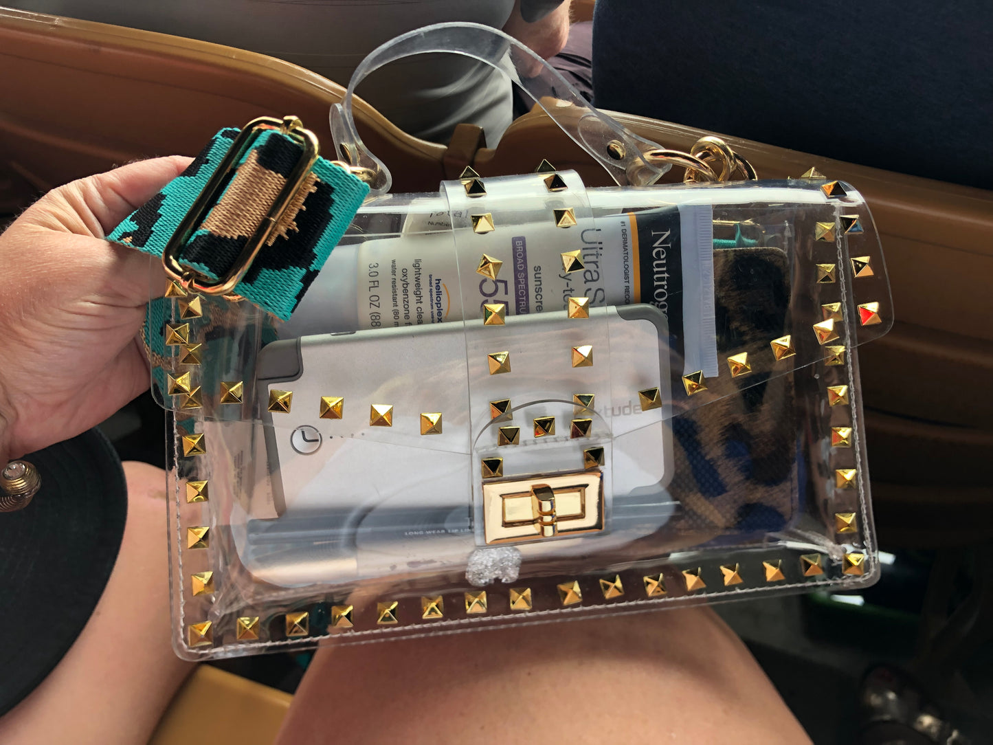 Clear gold stud purse